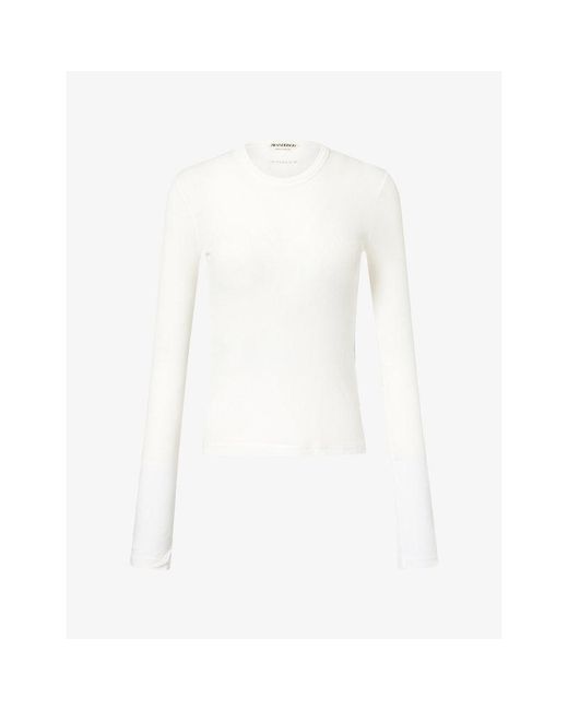 J.W. Anderson White Long-Sleeve Crew-Neck Woven Top