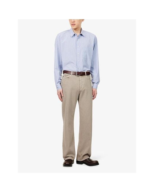 The Row Blue Kardiff Pinstripe Cotton Shirt for men