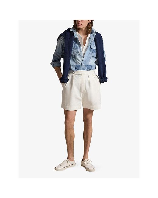 Polo Ralph Lauren Blue Patchwork Classic-Fit Cotton Shirt for men