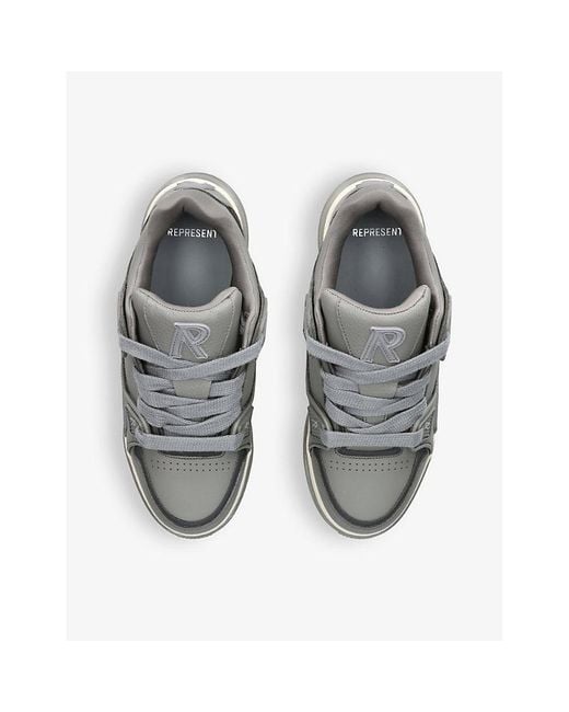 Represent Gray Studio Panelled Leather Mid-top Trainers for men