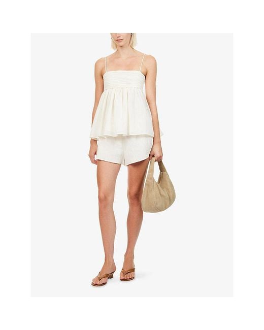 Dissh White Casey Crinkle Cotton-Blend Shorts