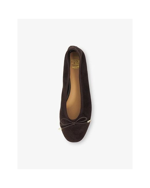 Dune Black Haliah Suede Ballerina Shoes