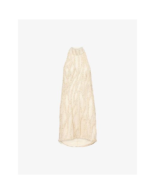 GRACE FAENA White Beaded Mini Cocktail Dress
