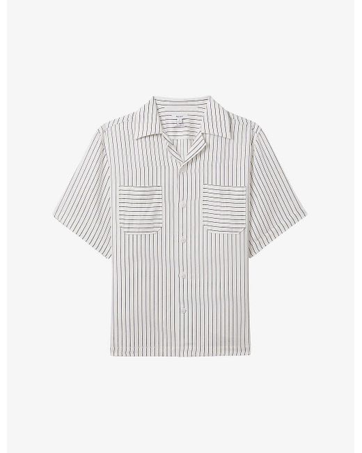 Reiss White Anchor Striped Woven Shirt X for men