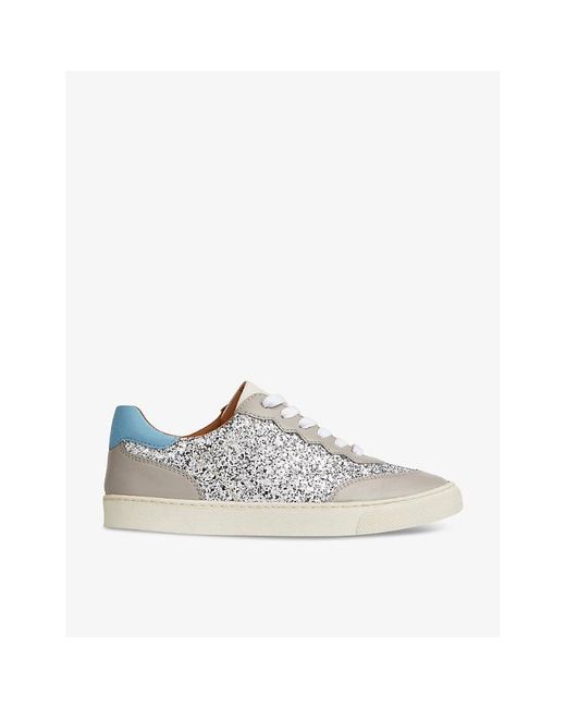 L.K.Bennett Multicolor Runner Glitter-Embellished Leather And Woven Low-Top Trainers