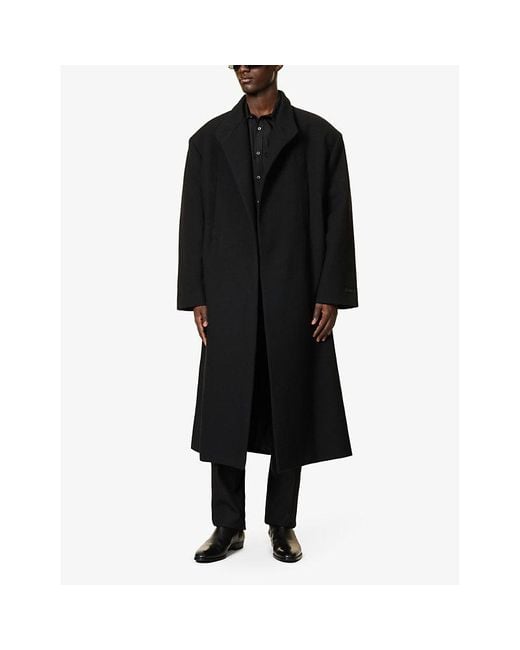 Fear Of God Black Relaxed-fit Stand-collar Wool And Cotton-blend Coat for men