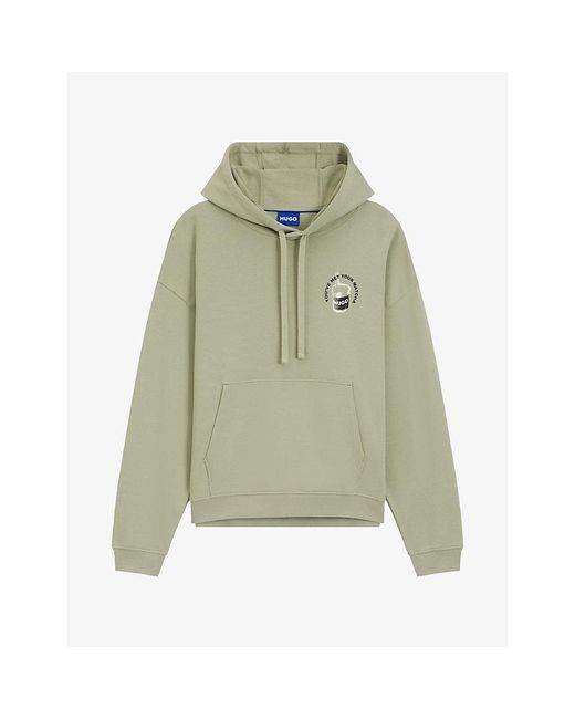 HUGO Green Branded Matcha Cotton-Jersey Hoody for men