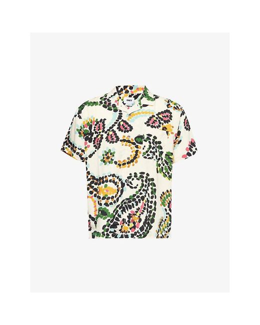 Obey White Paisley-patterned Spread-collar Woven Shirt for men