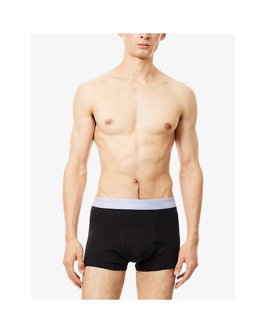 Calvin Klein Blue Icon Pack Of Three Cotton-Jersey Trunks for men