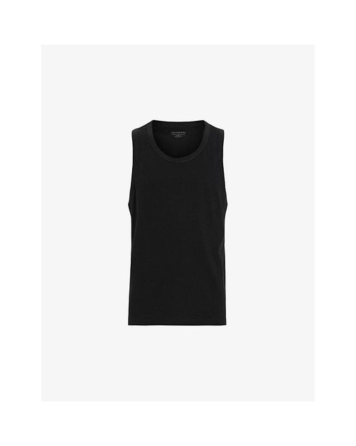 AllSaints Black Kendrick Round-neck Relaxed-fit Organic-cotton Vest for men
