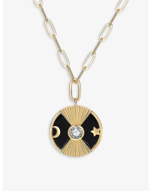 Celeste Starre Metallic Moon And Me You Are My Luck Twinkle Heart 18ct -plated Brass And Zirconia Pendant Necklace