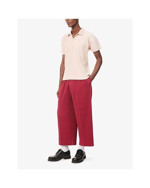 Homme Plissé Issey Miyake Pink Basics Pleated Knitted Shirt for men