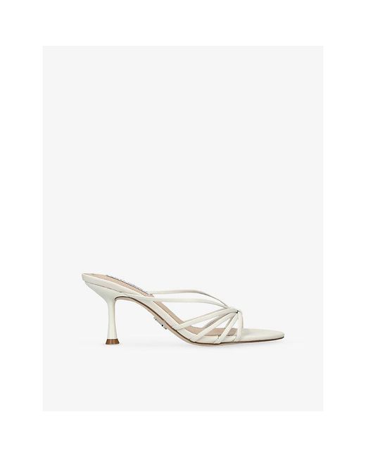 Steve Madden White Edna Heeled Leather Sandals