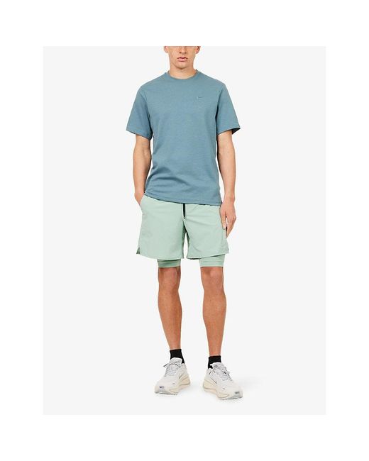 Nike Blue Primary Dri-Fit Short-Sleeve Cotton-Jersey Top for men