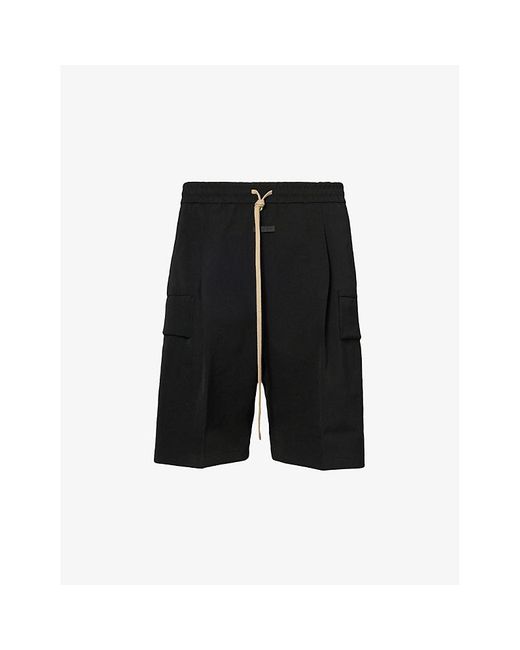 Fear Of God Black Drawstring-waist Cargo-pocket Wool-blend Shorts X for men