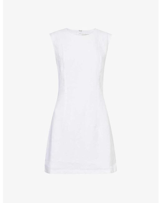 Posse White Musa Sleeveless Linen Mini Dress