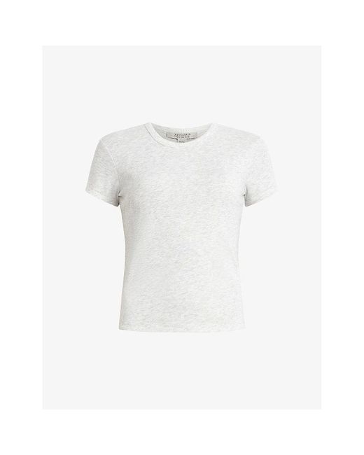 AllSaints White Stevie Round-neck Slim-fit Organic-cotton T-shirt