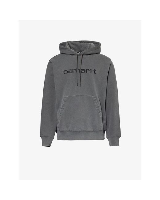 Carhartt Gray Duster Brand-embroidered Relaxed-fit Cotton-jersey Hoody for men