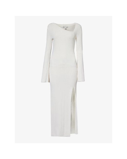 Pretty Lavish Emmie Split hem Knitted Maxi Dress in White Lyst