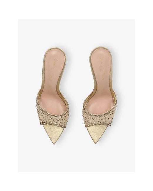Gianvito Rossi Metallic Rania 85 Mesh Heeled Mules
