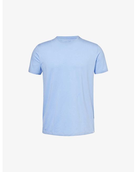 Derek Rose Blue Basel Short-sleeved Stretch-woven Pyjama Top Xx for men
