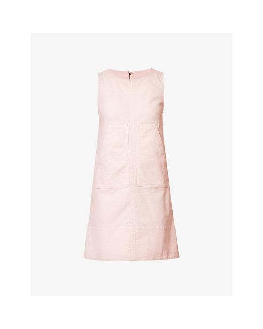 Soeur Pink Mitsouko A-line Stretch-organic Denim Mini Dress