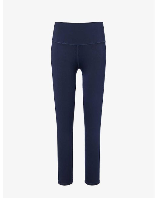 Varley Blue Rolled-waistband High-rise Stretch-woven legging