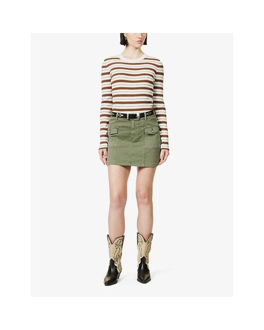 PAIGE Green Jessie Regular-fit Mid-rise Stretch-denim Blend Mini Skirt
