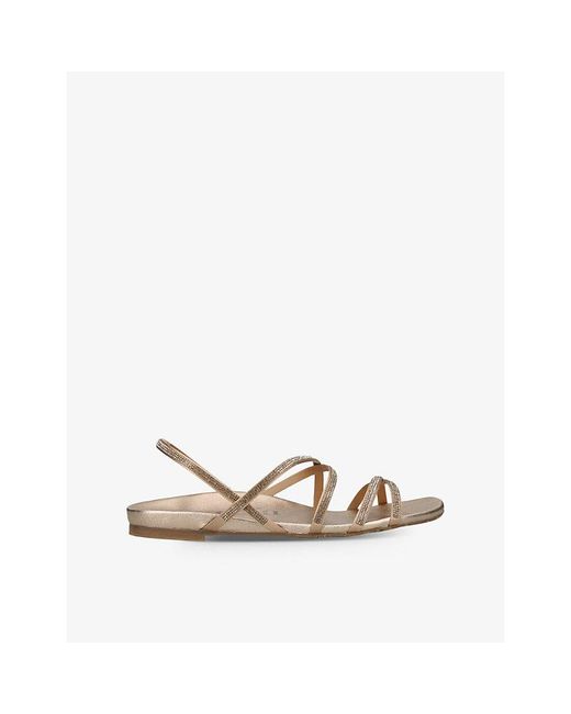 Pedro Garcia Metallic Bera Crystal-Embellishment Leather Sandals