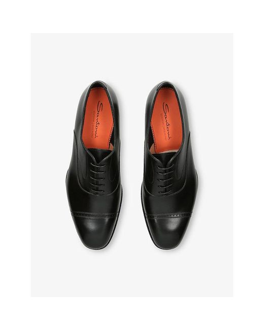 Santoni Black Adrian Leather Oxford Shoes for men