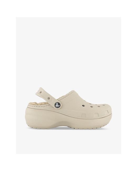 Crocs™ Classic Platform Faux Furlined Rubber Clogs in White Lyst