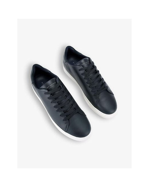 Kurt Geiger Blue Lennon Logo-Embossed Leather Low-Top Trainers for men