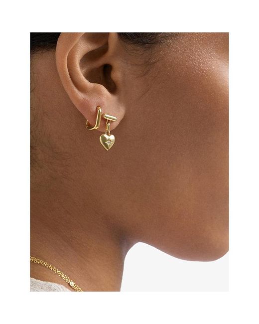 Astley Clarke Metallic Biography Heart Stud 18Ct- Plated Sterling- And Sapphire Drop Earrings