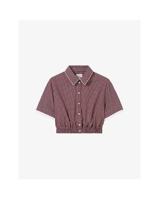 Claudie Pierlot Purple Checked Cropped Cotton Shirt