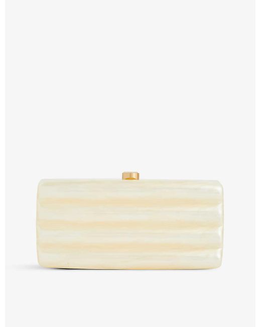 Cult Gaia Natural Enid Logo-embossed Pearlescent Acrylic Clutch