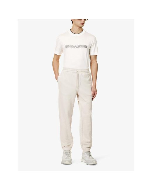 Emporio Armani White Logo-embellished Cotton-jersey jogging Bottoms X for men