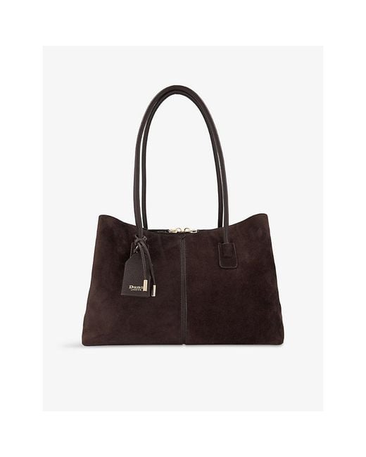 Dune Black Deserving Large Suede Shopper