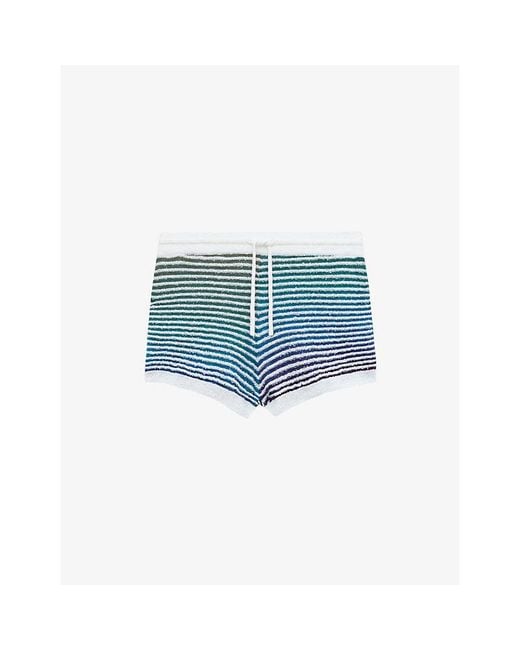 Loewe Blue X Paula's Ibiza Stripe-Print Knitted Cotton-Blend Shorts