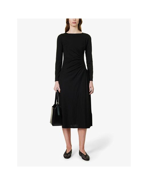 Weekend by Maxmara Black Romania Ruched-panel Stretch-woven Midi Dress