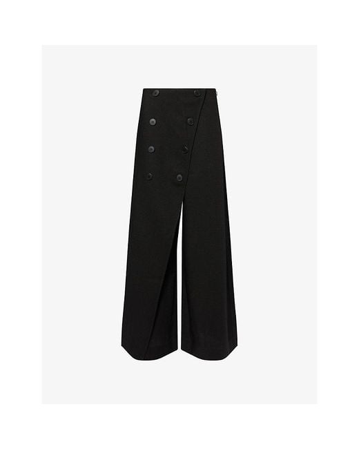 Camilla & Marc Black Rover Wrap-Front Woven Trousers