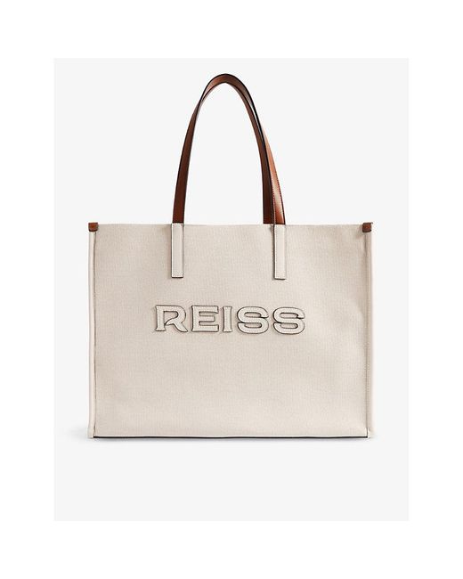Reiss Natural Tural Lola Logo-embroidered Cotton Tote