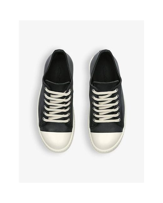 Rick Owens Black Toe-Cap Leather Low-Top Trainers