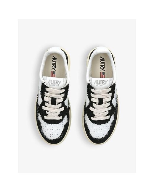 Autry Black Medalist Low-top Leather And Canvas Trainers