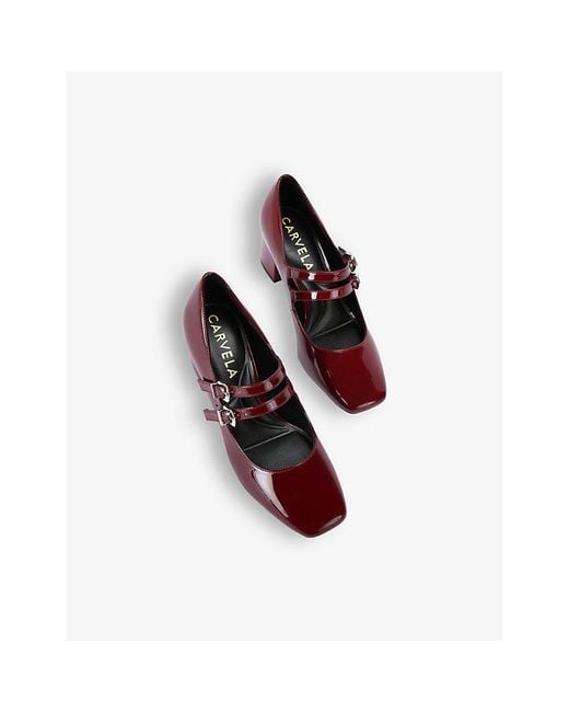 Carvela Kurt Geiger Red Harper Mary-Jane Heeled Patent-Leather Pumps