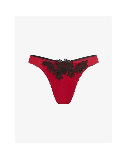 Agent Provocateur Penelopi Embroidered Silk Thong