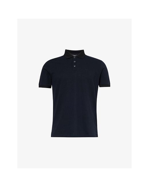 Emporio Armani Blue Blu Vy Logo-embroidered Cotton-jersey Polo Shirt X for men