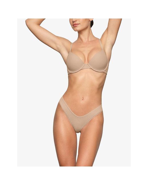 Skims White Fits Everybody Stretch-Woven T-Shirt Bra