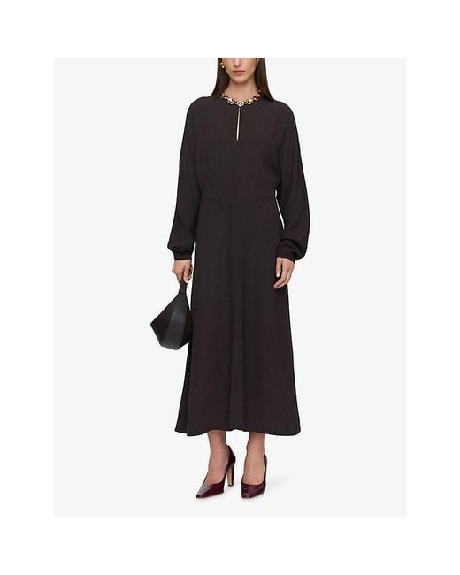 Joseph Black Hills Keyhole Crepe Midi Dress