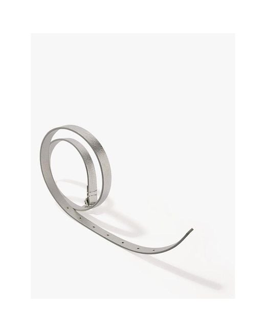 Maje White Clover-Buckle Metallic Leather Belt