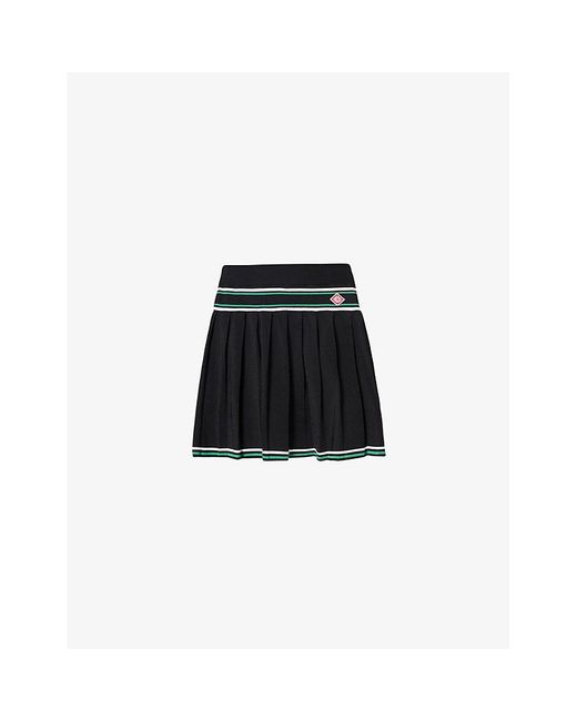 Casablancabrand Black Contrast-trim Pleated Knitted Mini Skirt